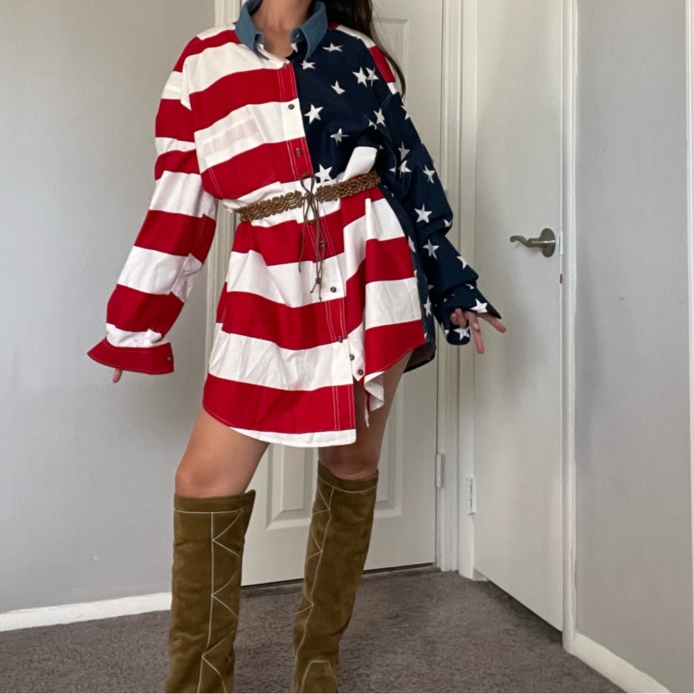 COPY - Vintage Roper• 2XL American Flag Patriotic button down shirt